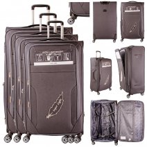 T-SC-03 D.GREY SET OF 3 TRAVEL TROLLEY SUITCASES
