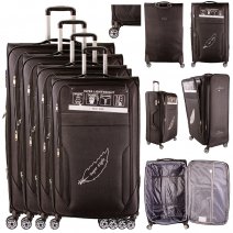 T-SC-03 BLACK SET OF 4 TRAVEL TROLLEY SUITCASES
