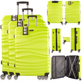 LL-TC-1A LIME GREEN SET OF 3 TRAVEL TROLLEY SUITCASE