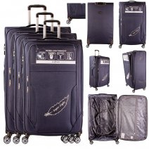 T-SC-03 D.NAVY SET OF 3 TRAVEL TROLLEY SUITCASES