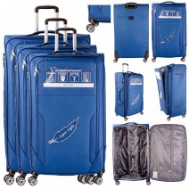 T-SC-03 NAVY BLUE SET OF 3 TRAVEL TROLLEY SUITCASES