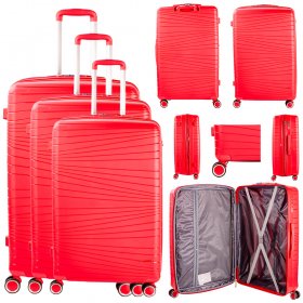 T-HC-PP-01 RED SET OF 3 TRAVEL TROLLEY SUITCASE